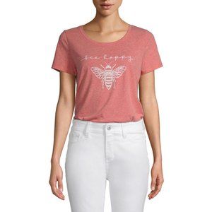 Crew Neck Short Sleeve T-Shirt Bee Happy